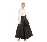 BEAUTELICATE Women's Victorian Renaissance Long Skirt Retro Medieval Steampunk Gothic Pirate Vampire Dress Up Costume Peach Finish Swing Skirt Black, XXL
