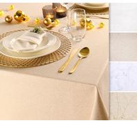 BEAUTEX Cotton Tablecloth with Stain Protection, Gold Shiny, High-Quality Hemming Workman, Festive Tablecloth, Choice of Sizes and Colours (Square 110 x 140 cm, Gold)