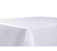 BEAUTEX Damask Dots Tablecloth, Non-Iron Tablecloth, Stain-Resistant, Easy-Care Table Linen, Oval 135 x 180 cm, White