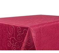 BEAUTEX Damask Ornamental Tablecloth - Non-Iron Tablecloth - Stain-Resistant Easy-Care Table Linen - Oval 135 x 180 cm - Bordeaux