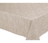 BEAUTEX Georginia Beige Oilcloth Table Cloth Tablecloth, Wipe-Clean, Garden Tablecloth, Round, Oval, Square, Choice of Sizes (Square, 140 x 240 cm)
