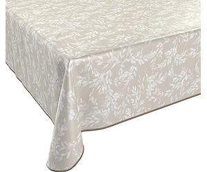 BEAUTEX Oilcloth Tablecloth Washable Branches Beige Square 130 x 220 cm