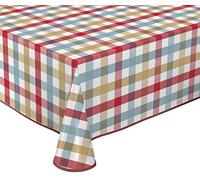BEAUTEX Oilcloth Tablecloth Washable Checked Pastel Red Oval 140 x 190 cm