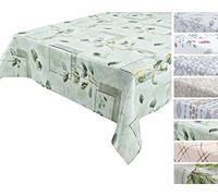 BEAUTEX Oilcloth Tablecloth, Wipe-Clean Tablecloth, Round, Oval Square, Choice of Motif and Sizes (Eucalyptus, Oval 140 x 200 cm)