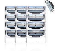 Beauthink Razor Blade Refills Compatible with Gillette Mach 3 Men's Shaver, Replacement Blades with Double Lubrication Strip for Smooth Shave 12Pcs