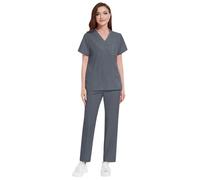 Beautician Uniform Pleated Elastic Waist Nurse Trouser Uniform Navy Blue Scrubs for Women Cotton Pullover Brownie Uniform Carer Uniform Women