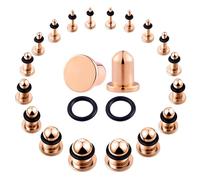 Beautidots 18Pcs 14G-00G Ear Gauges Stretching Kit Stainless Steel Plugs With Rubber Rings Short Taper Expander Set for Men Women, Metal, cubic-zirconia