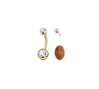 Beautidots 1PC/3PC G23 Titanium Belly Button Rings Internally Threaded Navel Barbell Piercing Jewelry 6mm 8mm 10mm 12mm 14mm 16mm of Length to Choose Round Cubic Zirconia Belly Rings for Women Men
