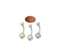 Beautidots 3PC G23 Titanium 3Colors Belly Button Rings Internally Threaded Navel Barbell Belly Piercing Jewelry 12mm of Length to Choose Round Cubic Zirconia Belly Rings for Women Men