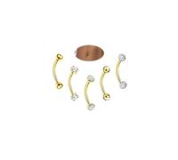 Beautidots 5 Pcs Belly Piercing Button Rings Navel for Women 14G Petite CZ Belly Rings Internally Threaded Navel Piercing Jewelry, Gold, 14MM
