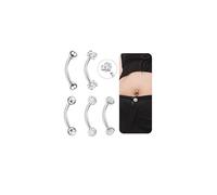 Beautidots 5 Pcs Belly Piercing Button Rings Navel for Women 14G Petite CZ Belly Rings Internally Threaded Navel Piercing Jewelry, Silver, 12MM