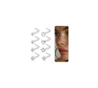 Beautidots G23 Titanium Nose Rings Studs Labret Lip Studs for Women Men Shiny Cubic Zircon Nose Studs Piercing Jewelry, Style D, Silver, 18G (1mm)