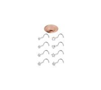 Beautidots G23 Titanium Nose Rings Studs Labret Lip Studs for Women Men Shiny Cubic Zircon Nose Studs Piercing Jewelry, Style E, Silver, 20G (0.8mm)