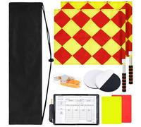 BEAUTIFABLE 9 Pcs Soccer Referee Kit, 2 Pcs Soccer Referee Flag, Red Yellow Cards with Notebook and Pencil, Coach Stainless Steel Whistles with Lanyard