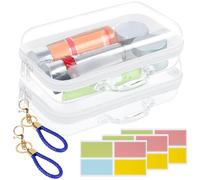 BEAUTIFABLE Zippered Hard Pouch, Clear Plastic Storage Box Containers Small Toiletry Bag, Blue