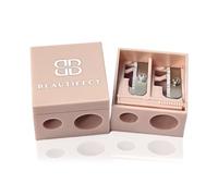 Beautifect Pencil Sharpener, Fits Regular & Large Lip or Eye Pencils, Perfect Points, Built-in Cleaning Pick, Nude Colour