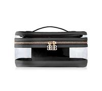 Beautifect Vanity Bag - Clear Travel Toiletries Bag with Vegan Leather Exterior - Signature Beautifect Zip Finishes & Luxury Faux Suede Lining - Clear Make Up Bag for Beauty Tools & Essentials