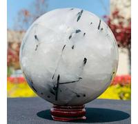 Beautifu Tourmaline Black Hair Quartz Crystal Ball Ornaments (Size : 7-8cm)