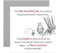 Beautiful 1 Year Wedding Anniversary Card for Husband Wife, Pooh Piglet Heartfelt Words, Sentimental Design Celebrating Marriage, Mum Dad Parents Brother Sister - Blank Inside with Premium Envelope