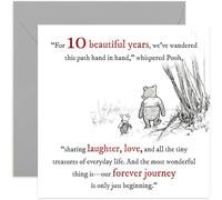 Beautiful 10 Year Wedding Anniversary Card for Husband Wife, Pooh Piglet Heartfelt Words, Sentimental Design Celebrating Marriage, Mum Dad Parents Brother Sister - Blank Inside with Premium Envelope