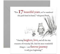 Beautiful 17 Year Wedding Anniversary Card for Husband Wife, Pooh Piglet Heartfelt Words, Sentimental Design Celebrating Marriage, Mum Dad Parents Brother Sister - Blank Inside with Premium Envelope