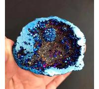 Beautiful 1pcs Blue Angel Aura Quartz Crystal geode Titanium Bismuth Silicon Cluster Rainbow