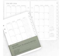 Beautiful 2026-2027 Monthly Planner Inserts for 6 Ring Binders - Durable A5 Paper Refill Set 5.7" x 8.3" - Refills Incl. Tabs & Yearly, Monthly Calendar Spreads - From December 2025 - December 2027
