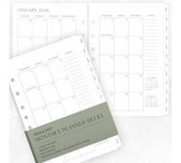 Beautiful 2026-2027 Monthly Planner Refill for 7 Ring Binders - A5 Inserts | Durable A5 Paper Insert Set 5.5" X 8.3" Incl. Tabs & Monthly, Yearly Calendar Spreads - From December 2025 to December 2027