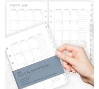 Beautiful 2026 Daily Planner Inserts for 6 Ring Binders - Durable A5 Paper Refill Set 5.5" x 8.3" - Refills Incl. Tabs & Monthly Calendar Spreads - From January 2026 - December 2026