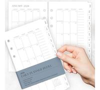 Beautiful 2026 Daily Planner Inserts for 6 Ring Binders - Durable Paper Refill Set 3.75" x 6.75" Personal Planner Size - Incl. Tabs & Monthly Calendar Spreads - From January 2026 - December 2026