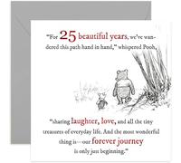 Beautiful 25 Year Wedding Anniversary Card for Husband Wife, Pooh Piglet Heartfelt Words, Sentimental Design Celebrating Marriage, Mum Dad Parents Brother Sister - Blank Inside with Premium Envelope