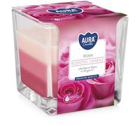 Beautiful 3 Colour Candle in Glass, 10 scents, 32 hours burning time (Rose)