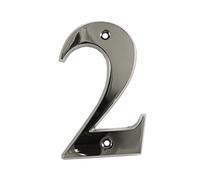 Beautiful 3 Inch Bevelled Edge Polished Chrome Door Number 2 - Screw Fix Front House Number 2