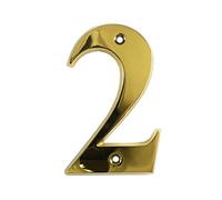 Beautiful 3 Inch Bevelled Edge Polished Gold Door Number 2 - Screw Fix Front House Number