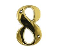 Beautiful 3 Inch Bevelled Edge Polished Gold Door Number 8 - Screw Fix Front House Number