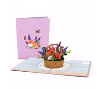 Beautiful 3d Pop-Up Flower Basket Greeting Card - Funny Flower Basket Greeting Card Is A Surprise For Pop-Up Happy Cards, Suitable For Weddings, Anniversary, Birthday For Husband, Wife, Mother