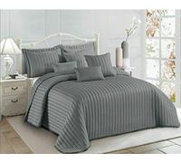 Beautiful 3PCs Quilted Printed Patchwork Modern Bedspread Comforter Throw Set With 2-Pillow Shams (Grey (Pom-Pom), Super King)