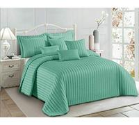 Beautiful 3PCs Quilted Printed Patchwork Modern Bedspread Comforter Throw Set With 2-Pillow Shams (Green (Pom-Pom), Double)