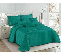 Beautiful 3PCs Quilted Printed Patchwork Modern Bedspread Comforter Throw Set With 2-Pillow Shams (Teal (Pom-Pom), Double)