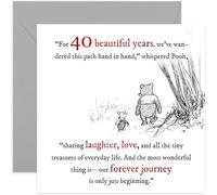 Beautiful 40 Year Wedding Anniversary Card for Husband Wife, Pooh Piglet Heartfelt Words, Sentimental Design Celebrating Marriage, Mum Dad Parents Brother Sister - Blank Inside with Premium Envelope