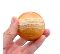 Beautiful 5-6CM Banded Yellow Orange Calcite Sphere Crystal Ball Gemstone Carving Craft for Home Decor