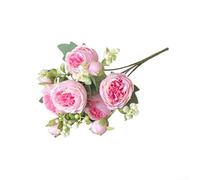 Beautiful 5 Head Peony Arrangement, for Weddings and Home Decor, Gorgeous Silk Flowers for Centerpieces and More (Light Red)