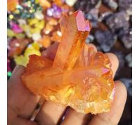 Beautiful 90g Orange Aura Quartz Crystal vug Titanium Bismuth Silicon Cluster Rainbow