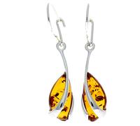 Beautiful 925 Sterling Silver & Baltic Amber Designer Earrings SilverAmber GL069