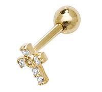 Beautiful 9ct Gold Ladies Cross Single Cartilage Stud Earring with Cubic Zirconia/CZ - 5mm*3mm WJS25872