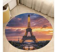 Beautiful Absorbent Eiffel Tower Paris Doormat Round Doormat Non Slip Washable Kitchen Rug for Entryway Front Door Indoor Outdoor Use Bedroom Kitchen Decor