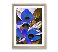 Beautiful Abstract Floral No.4 Framed Print | A4 Oak Framed Wall Art | Ready to Hang | Abstract Floral Picture | Living Room Bedroom Lounge Office