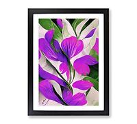 Beautiful Abstract Flowers No.1 Framed Print for Living Room Bedroom Home Office Décor, Wall Art Picture Ready to Hang, Black A3 Frame (34 x 46 cm)