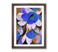 Beautiful Abstract Flowers No.2 Framed Print for Living Room Bedroom Home Office Décor, Wall Art Picture Ready to Hang, Walnut A3 Frame (34 x 46 cm)