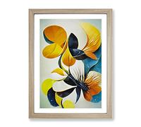 Beautiful Abstract Flowers No.3 Framed Print for Living Room Bedroom Home Office Décor, Wall Art Picture Ready to Hang, Oak A2 Frame (64 x 46 cm)